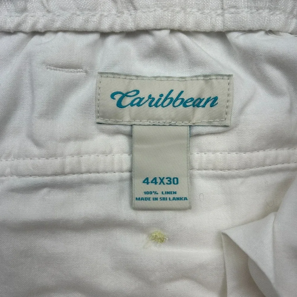 Caribbean Roundtree & Yorke Linen Cargo Pants Mens 44x30 Big Man White Beach NEW